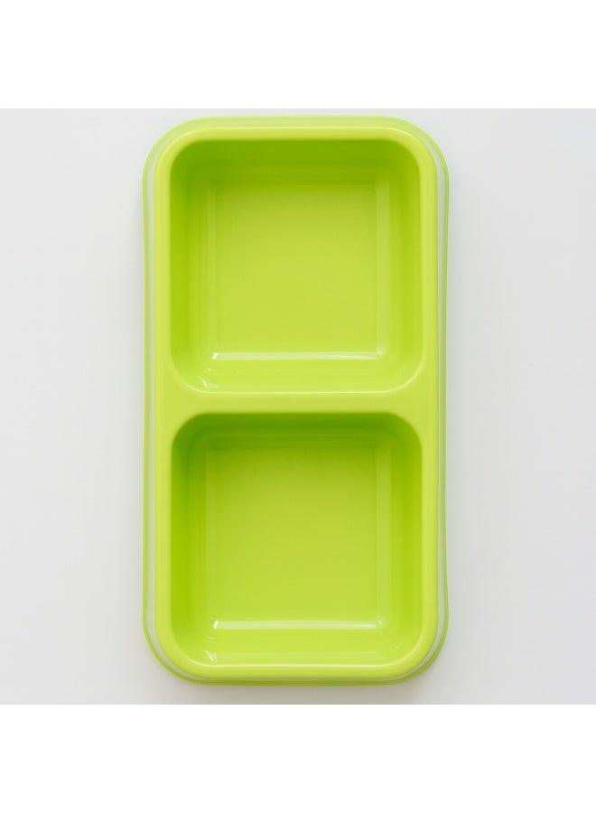 Pet Feeding Plate, 2 Section Divided Food Bowl, 3 Colors, Pink or Green or Blue - Image 1